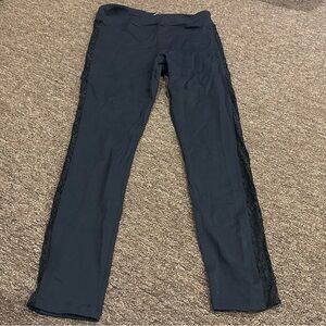 Bebe Leggings Women Small Black Elastic Waist Lace Detail Stretch Pull On Casual